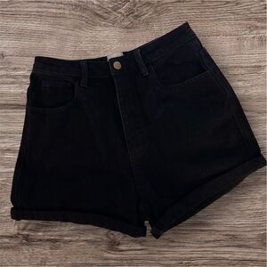 Princess Polly Black Denim High-Waisted Jean Shorts